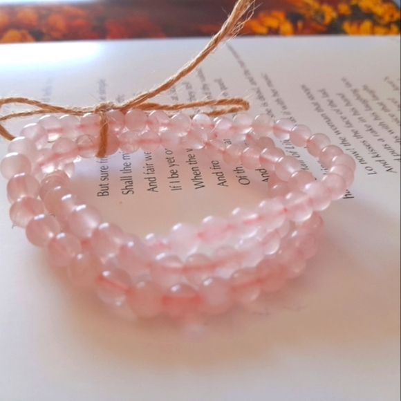 Set Of Three Rose Quartz Bracelts - Picture 2 of 5